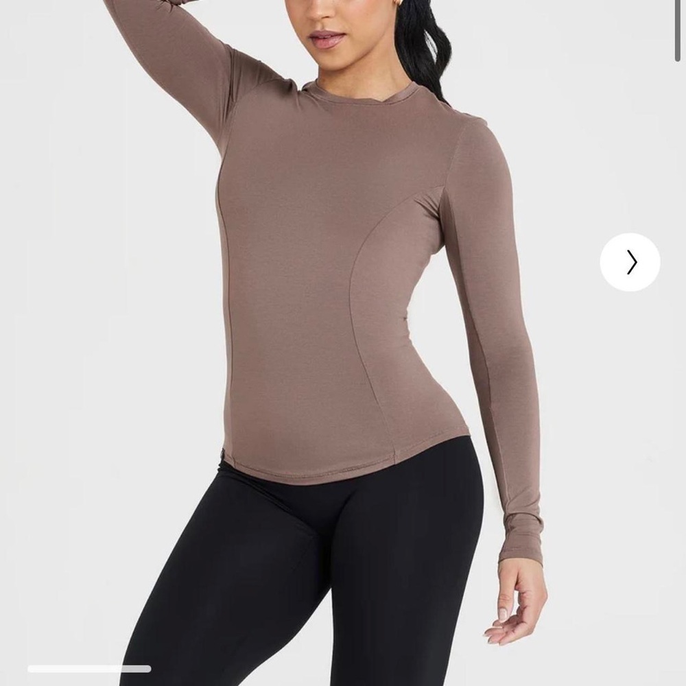 NWT Oner Active MELLOW SOFT LONG SLEEVE TOP Cool Brown S